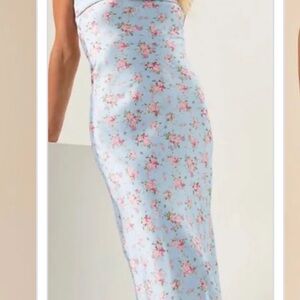 Altar'd State Blue Floral Strapless Dress